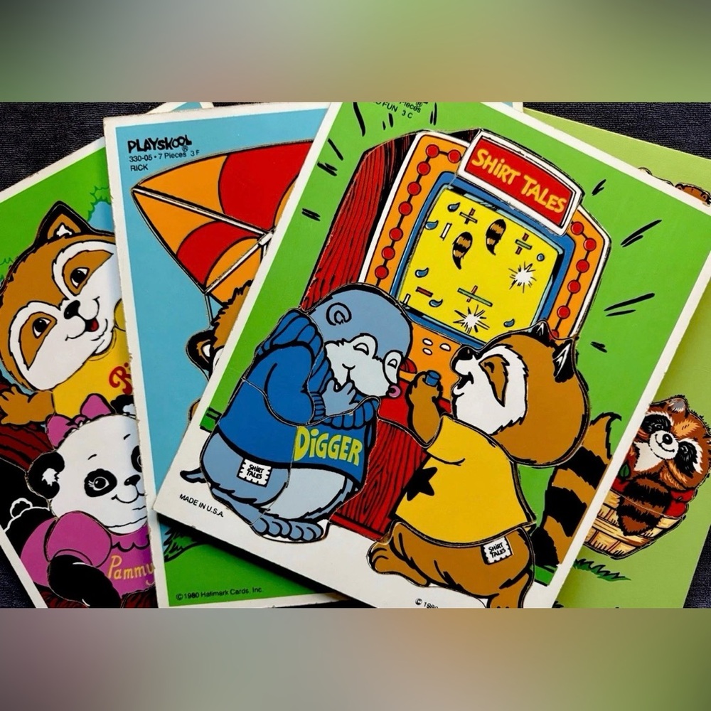 Vintage 1980’s Shirt Tales & Critter Sitters Wood Puzzles / Lot of 4